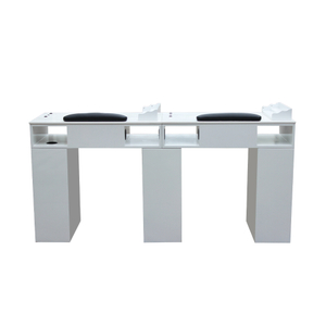 Doppelter Maniküretisch aus Holz, Nail-Tech-Schreibtisch mit Schubladen – Kangmei