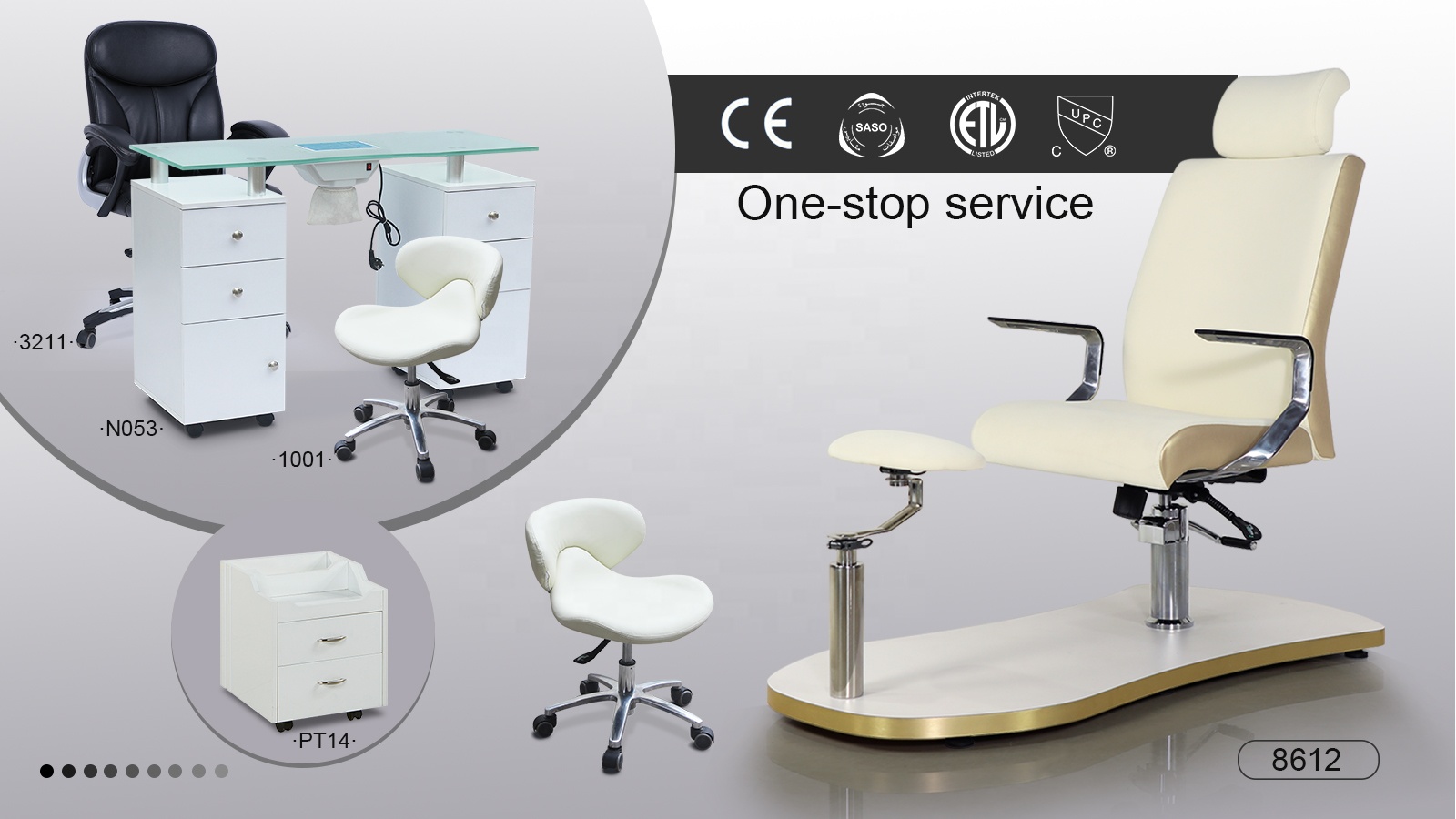 Günstige moderne Schönheits-Nagelstudio-Möbel ohne Sanitär-Hydrauliklift verstellbarer drehbarer Liegefuß-Spa-Pediküre-Stuhl