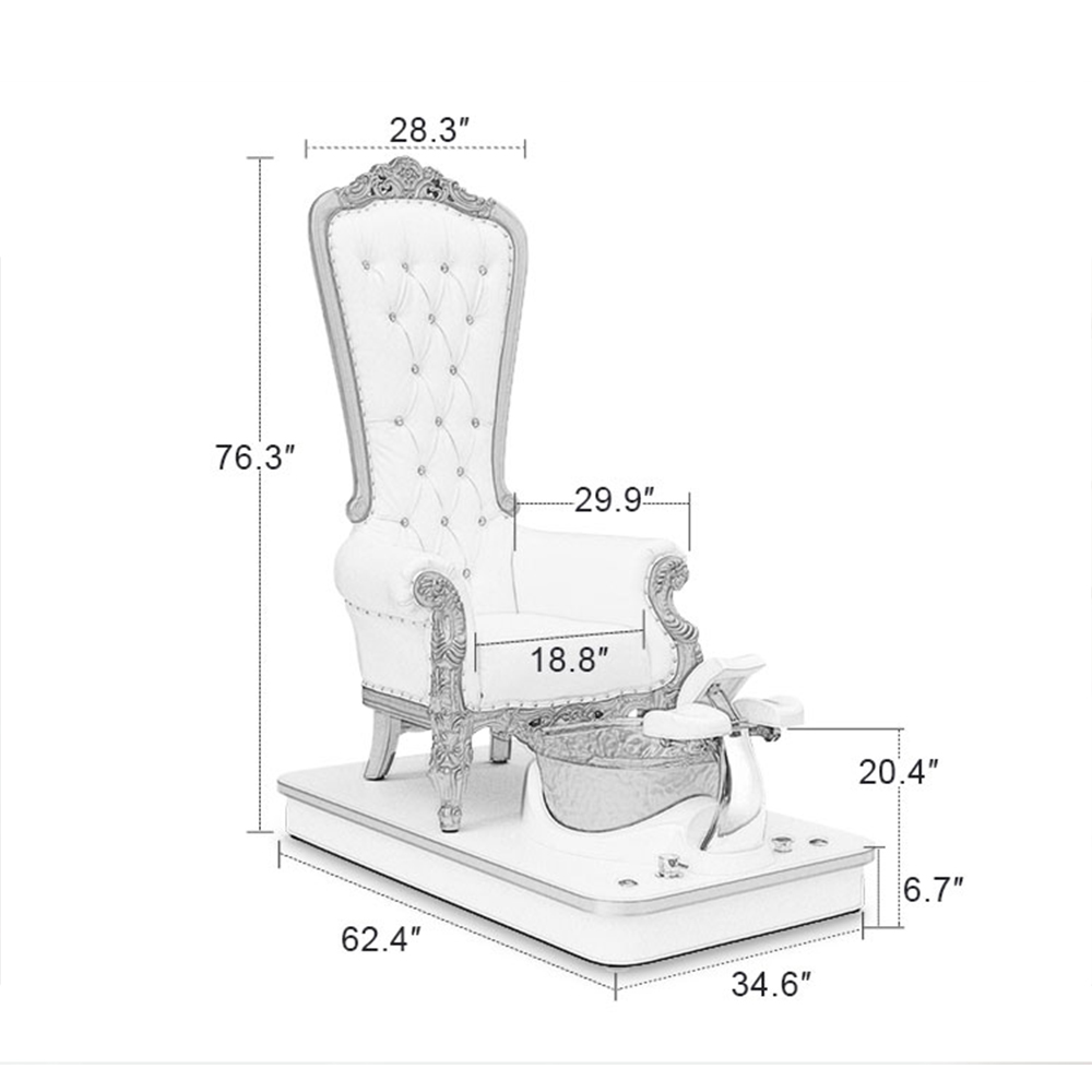 Royal Pipeless Foot Spa Queen Throne Pediküre-Stuhl mit hoher Rückenlehne